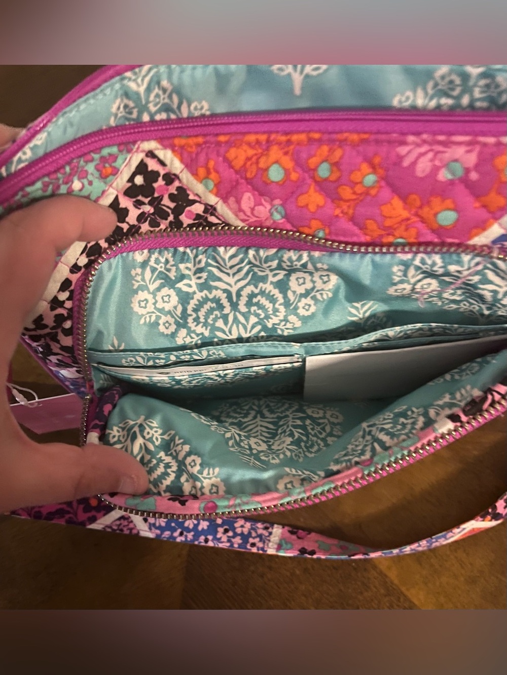 Vera Bradley Quilted Floral Patchwork Crossbody Bag - Pink Multi - Picture 4 of 5